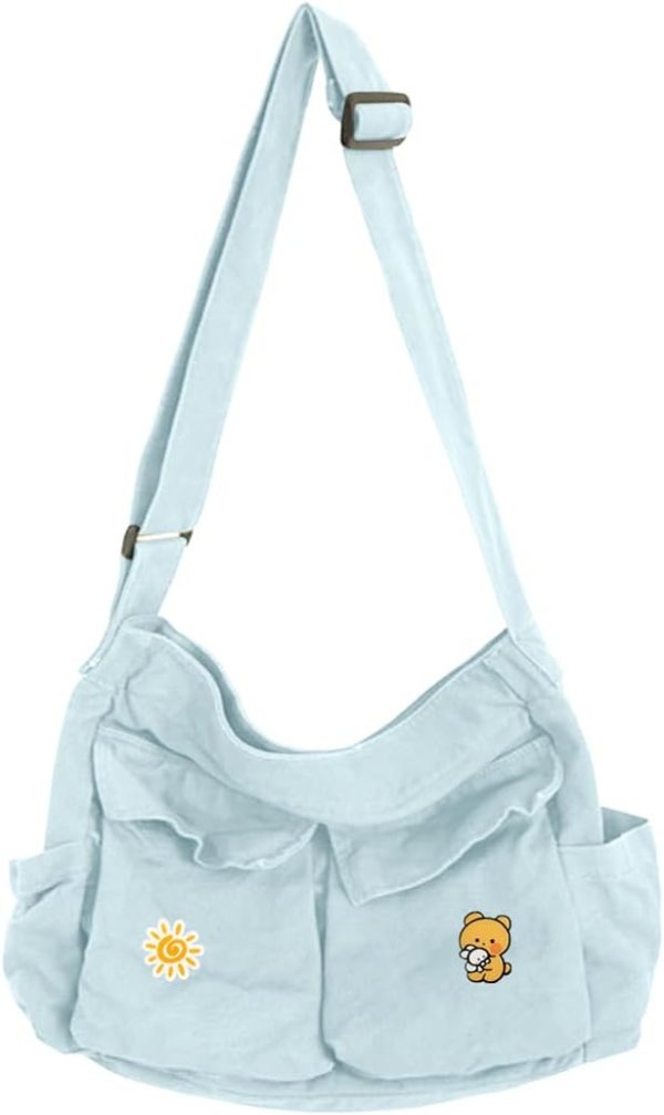 Large Unisex Canvas Messenger Crossbody Laptop Purse