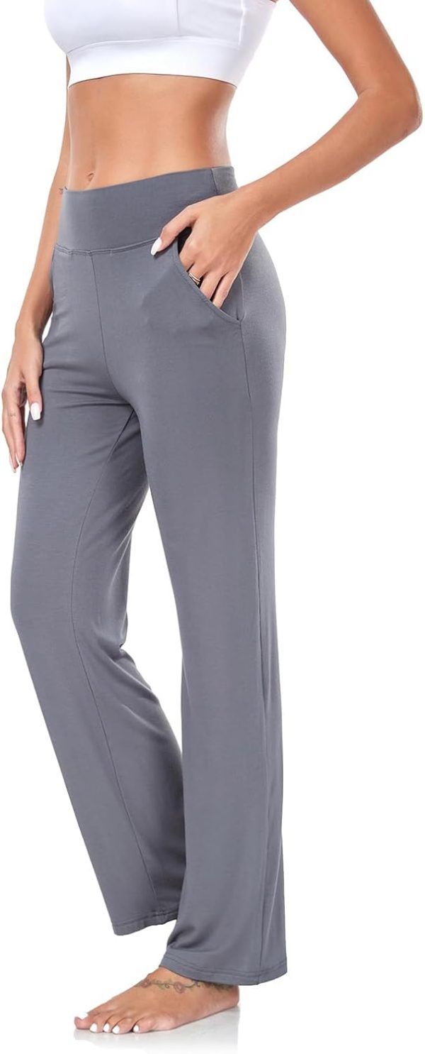Women's High Waisted Bootcut Straight Leg Yoga Pants with Pockets Soft Modal