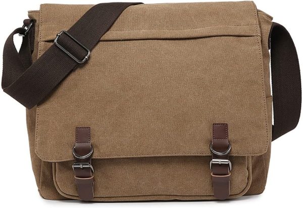 Large Crossbody Canvas Briefcase for 15 Inch Notebook