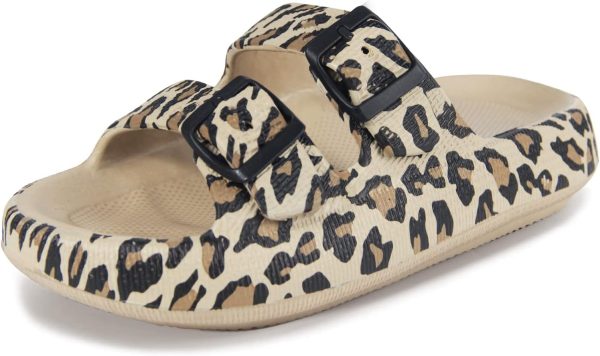 Unisex Pillow Slippers Double Buckle Adjustable EVA Flat Sandals