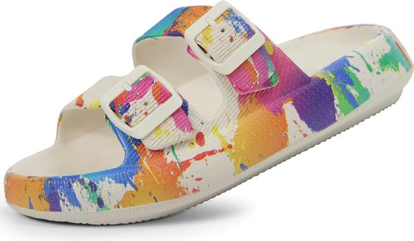 Pillow Slides Double Buckle Adjustable EVA Flat Sandals