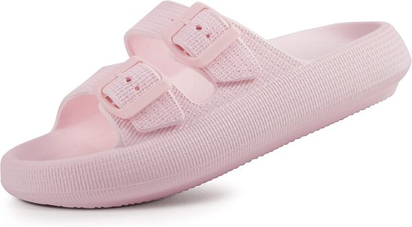 Adjustable Double Buckle EVA Pillow Flat Sandals